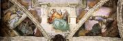 Michelangelo Buonarroti Frescoes above the entrance wall oil painting